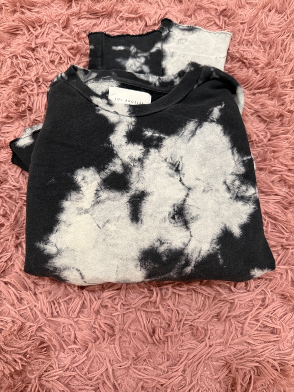 Sol Angeles Black & White Tie-Dye Crewneck Sweatshirt